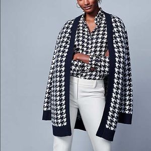 Ann Taylor Houndstooth Open Cardigan
